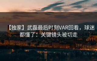 【独家】武磊最后时刻VAR回看，球迷都懂了：关键镜头被切走