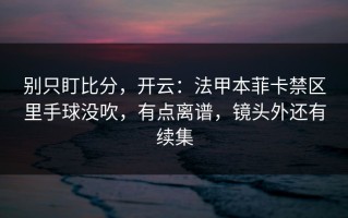 别只盯比分，开云：法甲本菲卡禁区里手球没吹，有点离谱，镜头外还有续集