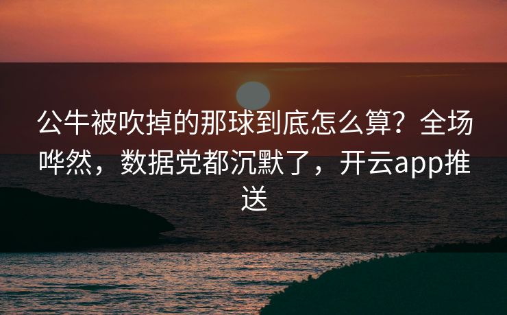 公牛被吹掉的那球到底怎么算？全场哗然，数据党都沉默了，开云app推送-第1张图片-开云体育中国体育官网 - 联赛资讯