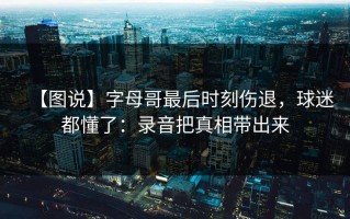 【图说】字母哥最后时刻伤退，球迷都懂了：录音把真相带出来
