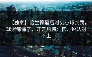【独家】哈兰德最后时刻点球判罚，球迷都懂了，开云热榜：官方说法对不上
