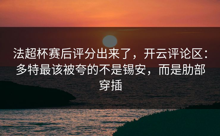 法超杯赛后评分出来了，开云评论区：多特最该被夸的不是锡安，而是肋部穿插