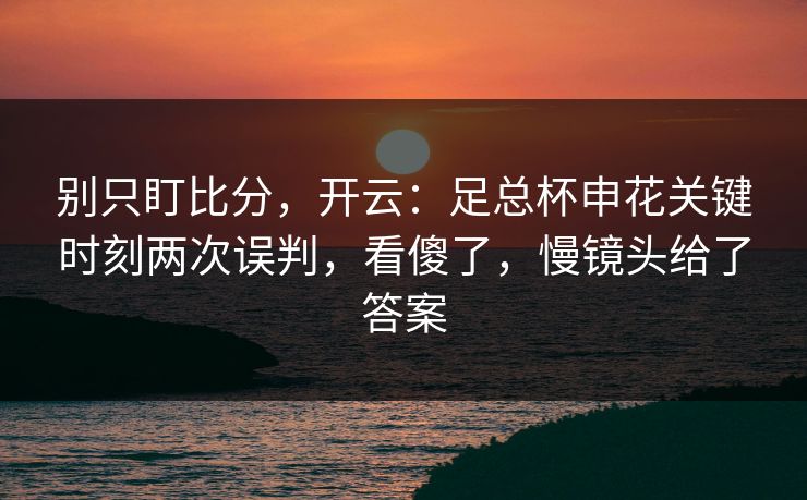 别只盯比分，开云：足总杯申花关键时刻两次误判，看傻了，慢镜头给了答案-第1张图片-开云体育中国体育官网 - 联赛资讯